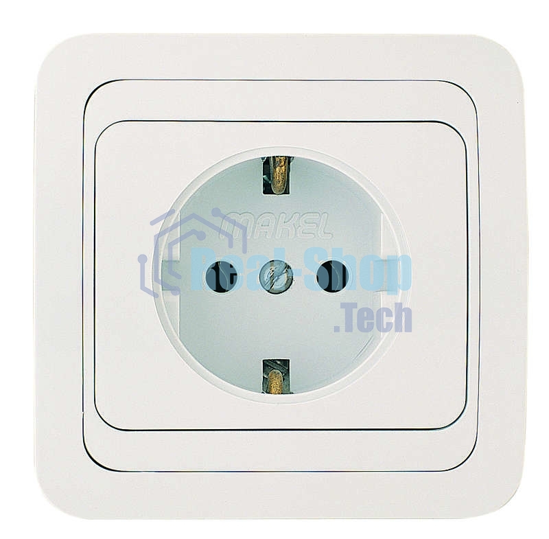 Розетка 1-м Makel СП Mimoza 16А IP20 с заземл. бел./бел.