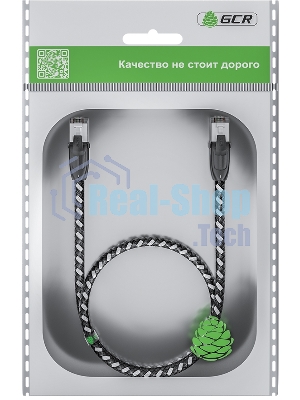 Патч-корд GCR PROF прямой 3.0m, UTP медь cat.6, STRONG черно-белый нейлон, ethernet high speed 10 Гбит/с, T568B, GCR-52778