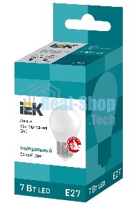 Лампа светодиодная ИЭК LLE-G45-7-230-40-E27 ECO G45 7Вт шар 4000К белый E27 630лм 230-240В