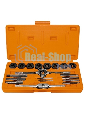 Набор метчиков и плашек Sparta М3 - М12, плашко-метчикодержатель, 20 предметов, в пласт. боксе