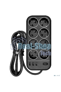 Сетевой фильтр Powercom SP-08 USB03AB 3,0 m 3.0м (8 розеток) черный (коробка)