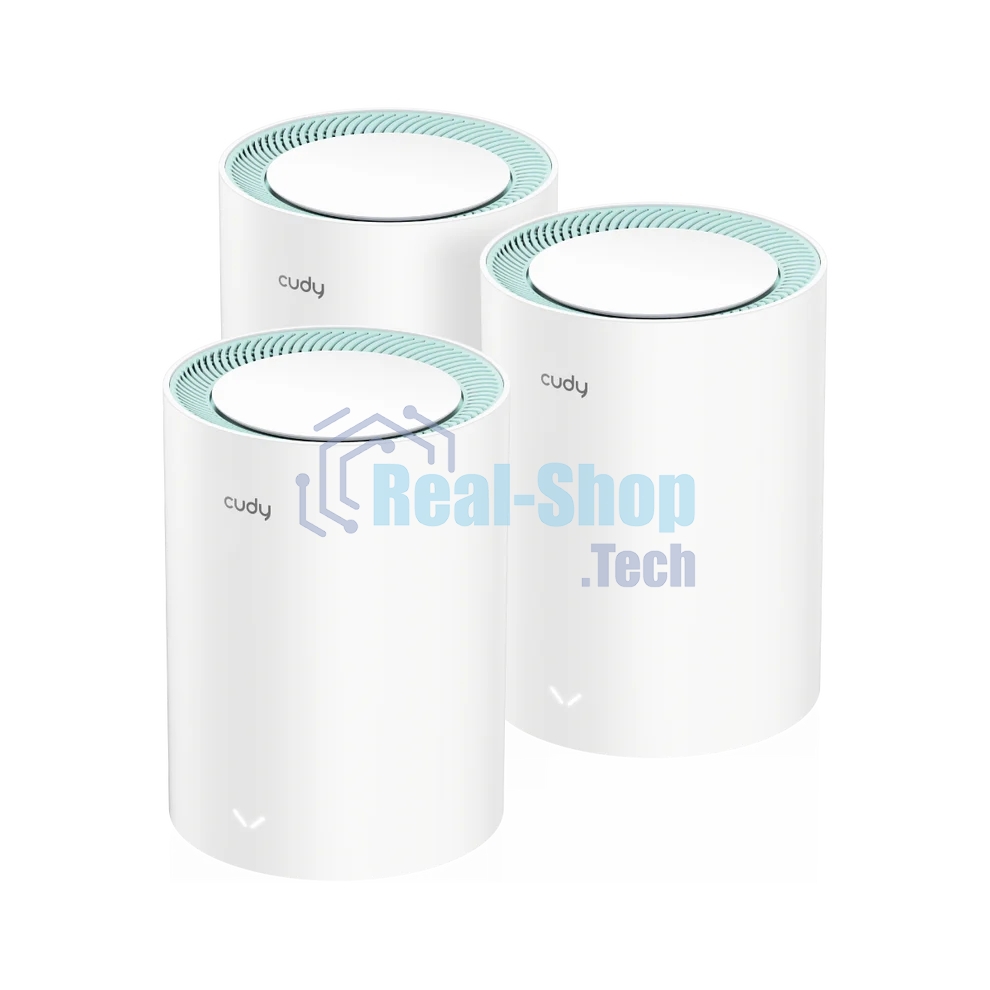 Бесшовный Mesh роутер Cudy M1300 (M1300 3-PACK) AC1200 10/100/1000BASE-TX/Wi-Fi белый (упак.:3шт)