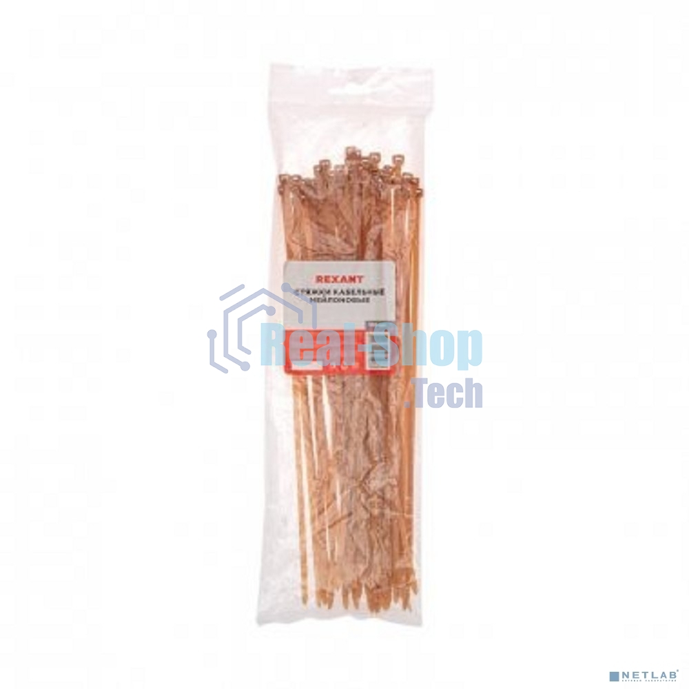 Стяжка кабельная нейлоновая Rexant 150x3,6 мм, коричнево-золотая (RAL8001) (100 шт/уп)