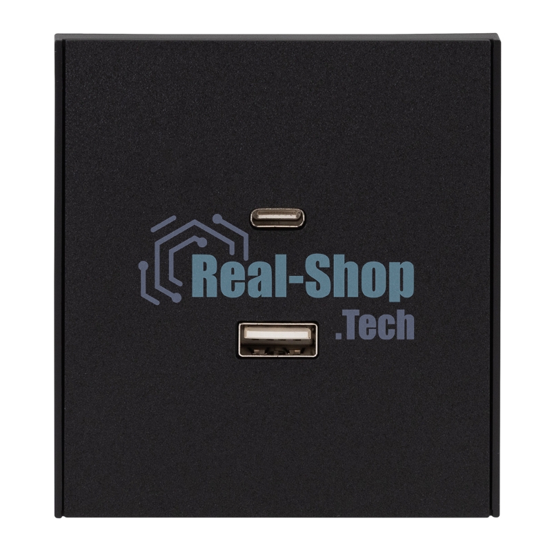 Розетка Kranz STRONG USB-A+Type-C 3А с функцией быстрой зарядки антрацит
