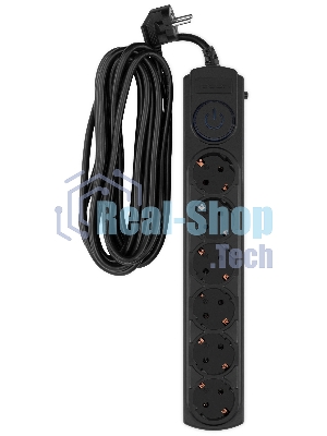 Сетевой фильтр Ippon BK-6-EU-5-16-B 5м, 6 розеток, черный, коробка