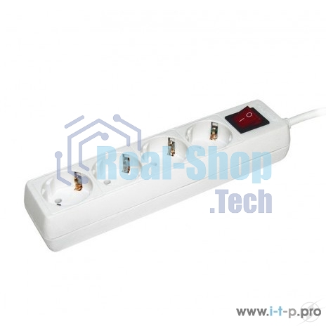 Удлинитель 4х5 м с заземл. 16А IP20 У04К с выкл. 2P+PE IEK WYP10-16-04-05-ZK-N