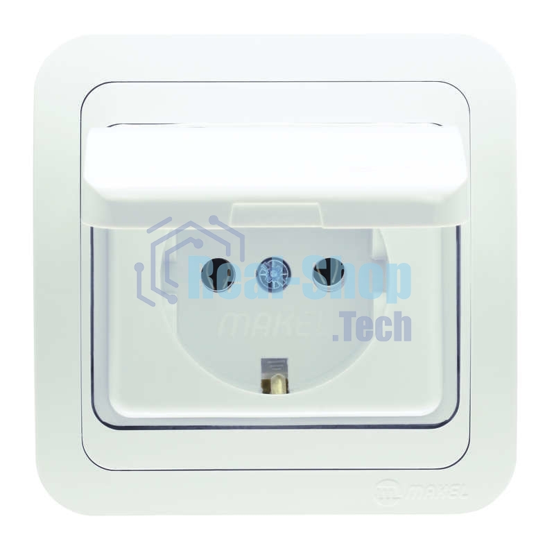 Розетка 1-м Makel СП Mimoza 16А IP20 с защ. крышкой бел./бел.