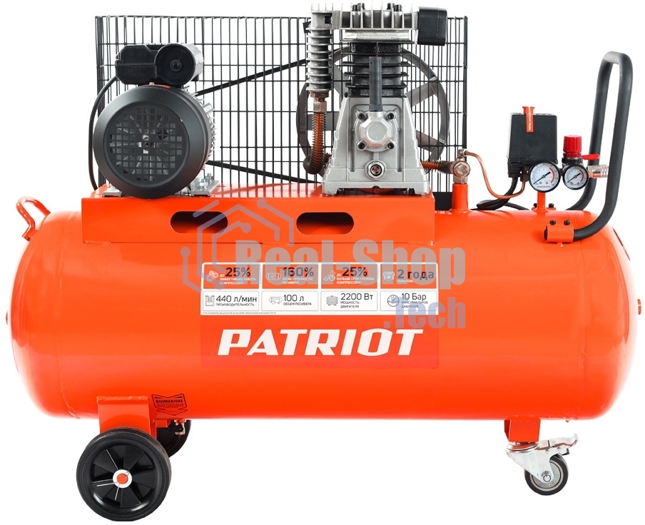 Компрессор поршневой Patriot PTR 100-440I масляный 440л/мин 100л 2200Вт оранжевый
