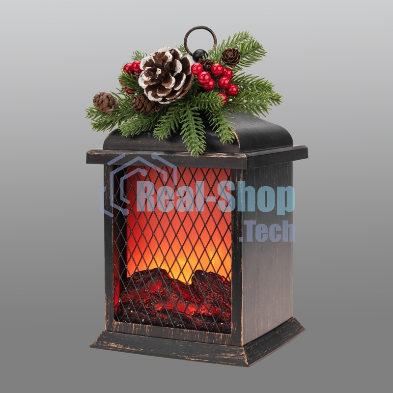 Светодиодный камин Рождество с эффектом живого огня 15х14х26см, батарейки 2хС (не в комплекте) и USB, бронзовый Neon-night
