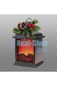 Светодиодный камин Рождество с эффектом живого огня 15х14х26см, батарейки 2хС (не в комплекте) и USB, бронзовый Neon-night