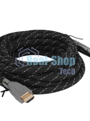 Кабель HDMI Wize WAVC-HDMIRA-5M 5 м., v.2.0b, 19M/19M, 4K/60 Hz 4:4:4, 26 AWG, HDCP 1.4, HDCP 2.2, Ethernet, позол.угловой разъем, экран, черный, пакет