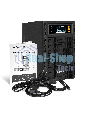Источник бесперебойного питания On-line ExeGate PowerExpert TL-3000.72V.LCD.AVR.3SH.USB.RS232.SNMP 3000VA/3000W, On-Line, PF=1, LCD, 3*Schuko, RS232, USB, SNMP-slot, встроенные батареи 12V 7.2Ah - 6шт, возможность подключения до 4 внешних батарейных блоков 72В, Tower, металлический корпус, черный