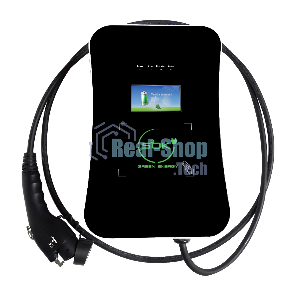 Зарядная станция S'OK Green Energy M3W Series Wallbox EV Charger SM3W10732542-7wf, 1-phase,7kw (32a/220v), ocpp 1.6j, rfid, wifi, lan, ip54, кабель 7.5м