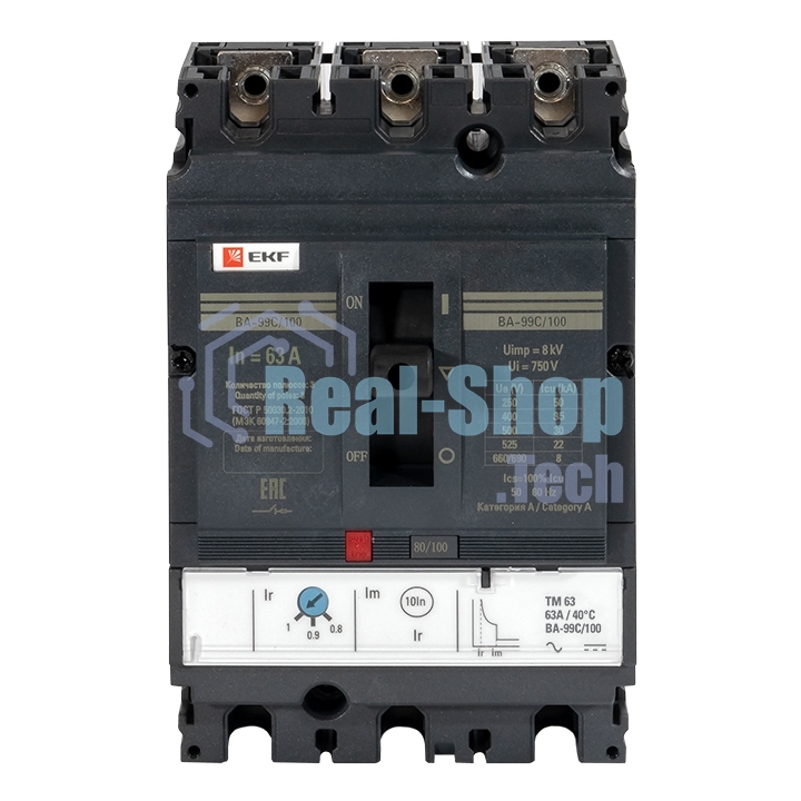 Выключатель автоматический EKF PROxima mccb99C-100-63 3п 100/63А 36кА ВА-99C Compact NS