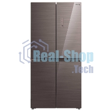 Холодильник Korting KNFM 81787 GM коричневый трехкамерный 303/153л морозилка сбоку, No Frost, Side by Side