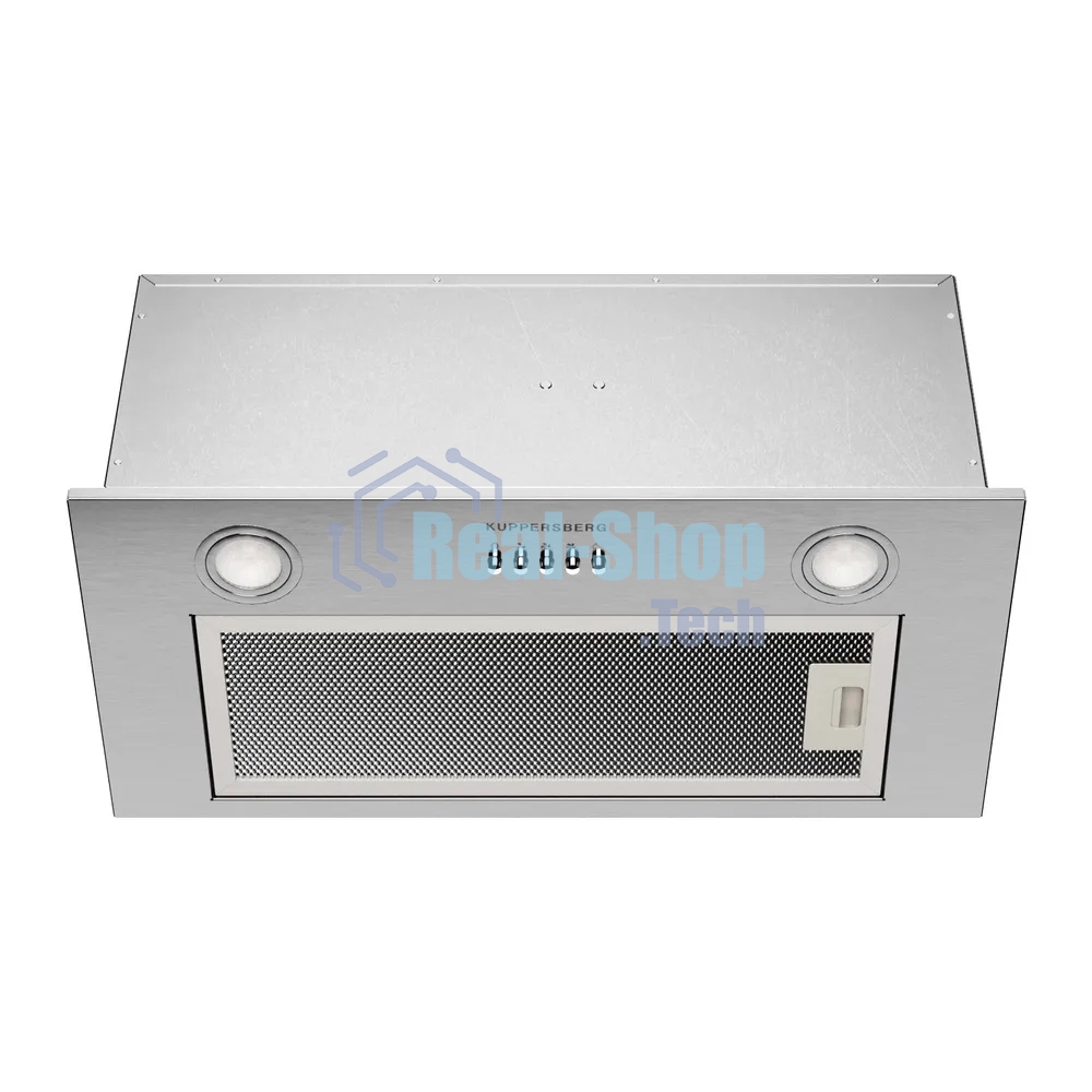 Встраиваемая вытяжка Kuppersberg INPUSH 60 X, High-Tech, 60 см, механическое управление, обратный клапан, 3 скорости, 780 м3/ч, периметральное всасывание, угольный фильтр KF-SC 2 (опция), уровень шума 62 дБ, нержавеющая сталь