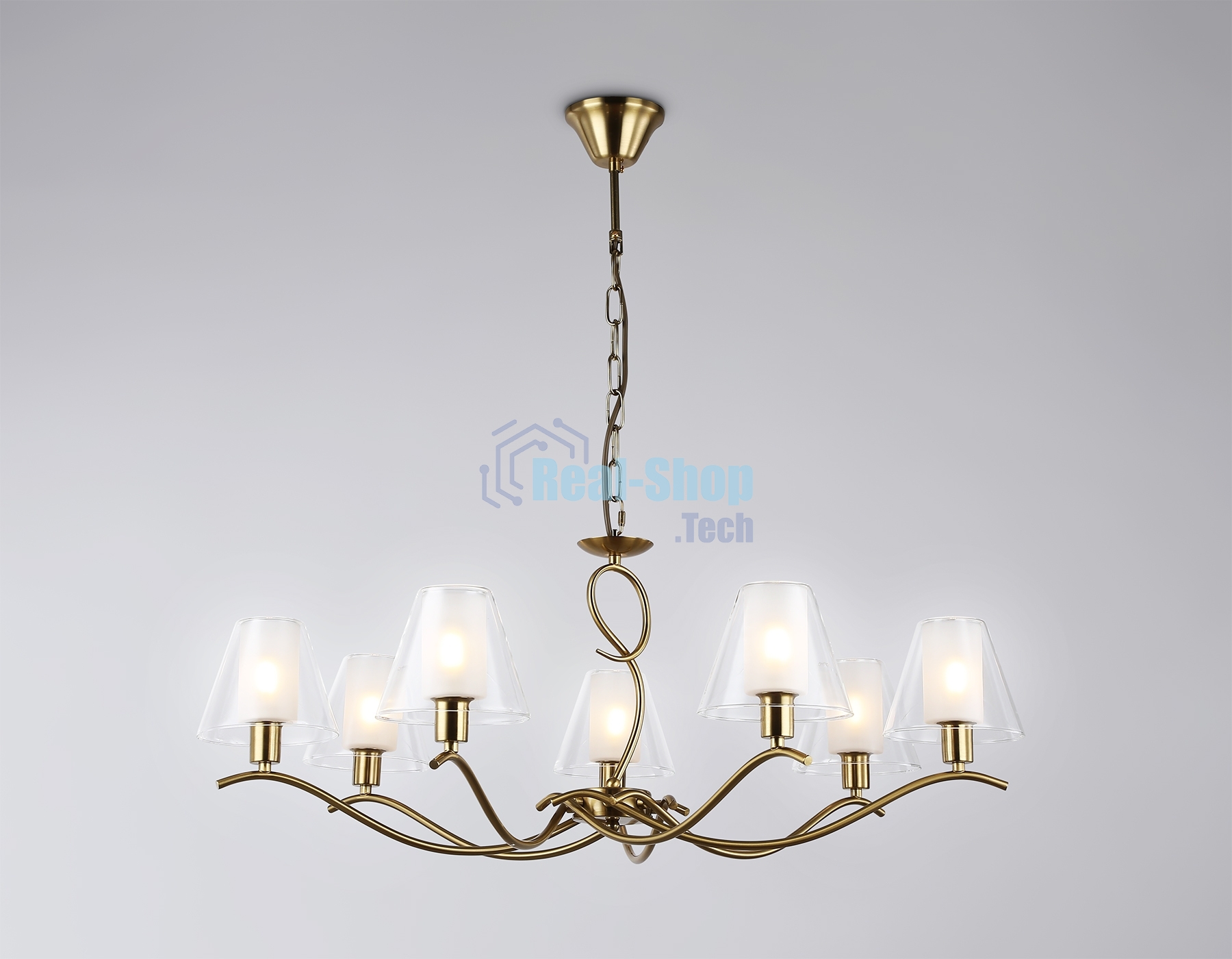 Люстра Ambrella light LH57093/7 BS/FR латунь/белый матовый E14/7 max 40W D840*790