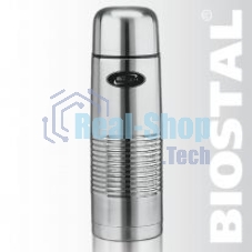 Термос BIOSTAL NB1000B 1 л, узкое горло, нерж., с крышкой-чашкой, чехол, пробка с кнопкой (в уп. 12 шт) &