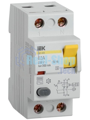 Выключатель дифференциального тока (УЗО) 2п 63А 300мА тип ACS ВД1-63S ИЭК MDV12-2-063-300