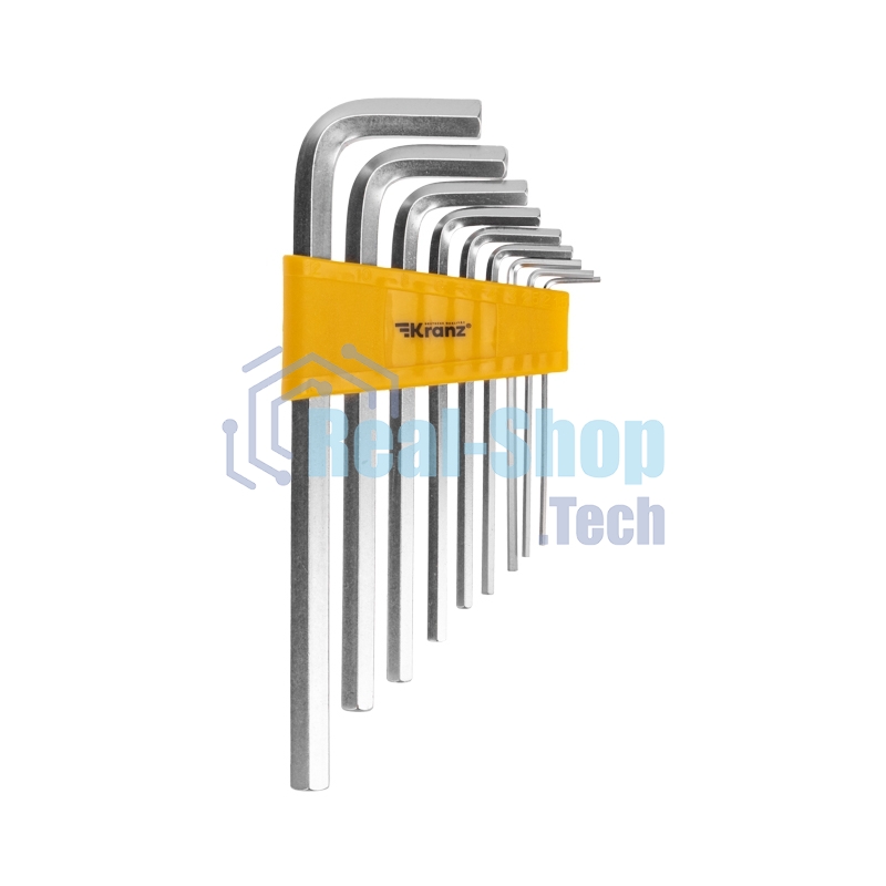 Набор ключей имбусовых HEX Kranz 2,0-12 мм, CrV, 9 шт., удлиненные