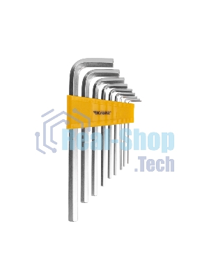 Набор ключей имбусовых HEX Kranz 2,0-12 мм, CrV, 9 шт., удлиненные
