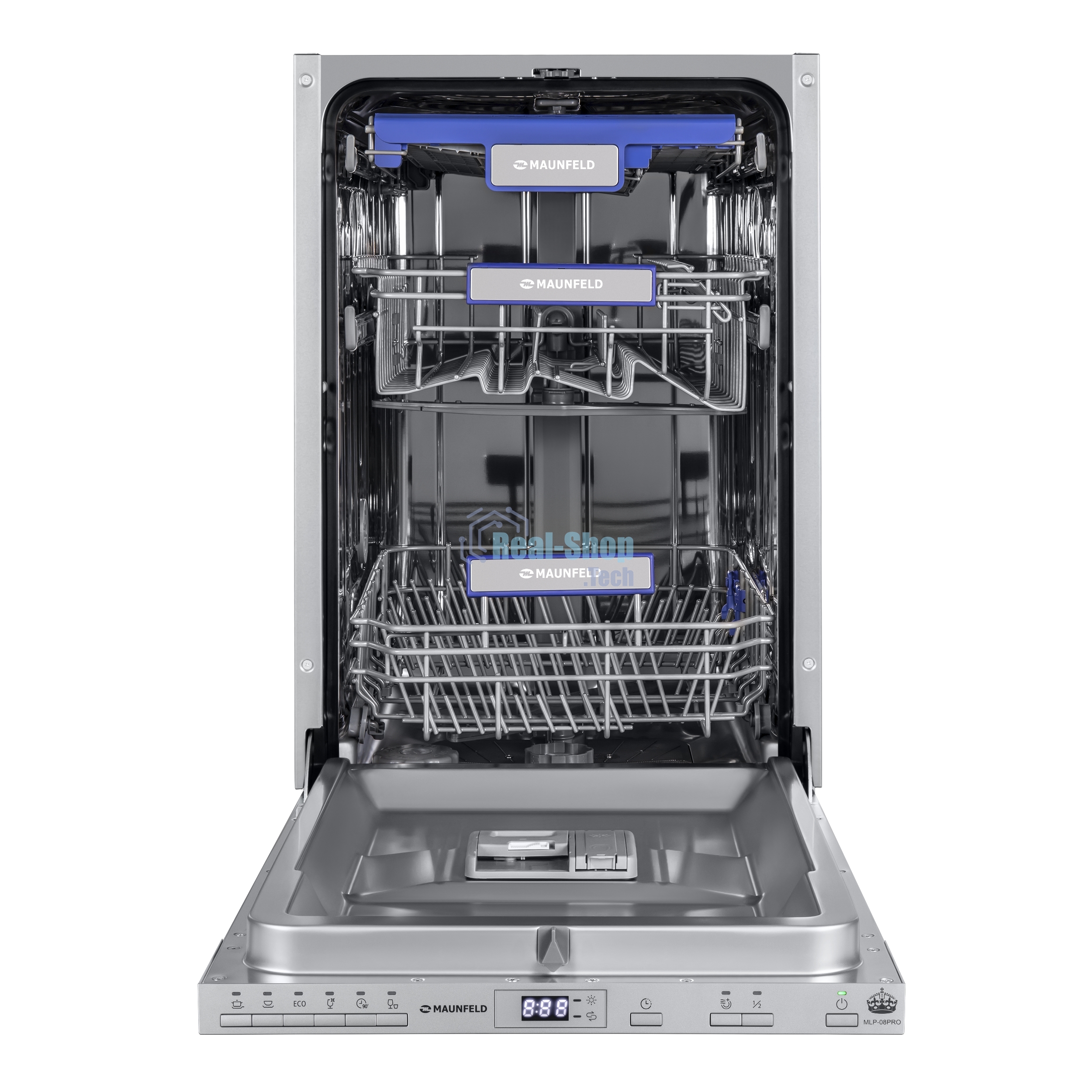 Встраиваемая посудомоечная машина Maunfeld MLP-08PRO, серебристый, 44.8 см, 10 компл., 47 дБ, класс A++