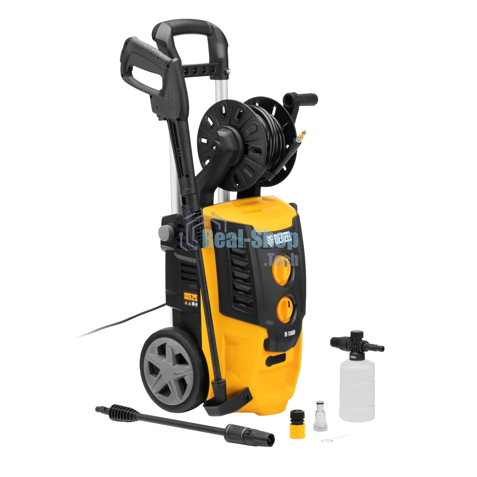 Моечная машина высокого давления Denzel R-180D, 2200 Вт, 180 бар, 380 л/ч, с барабаном