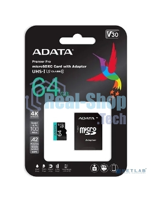 Флеш карта MICROSDXC UHS-I U3 V30S A2 100/75 MB/s 64Gb RETAIL W/1 ADAPTER