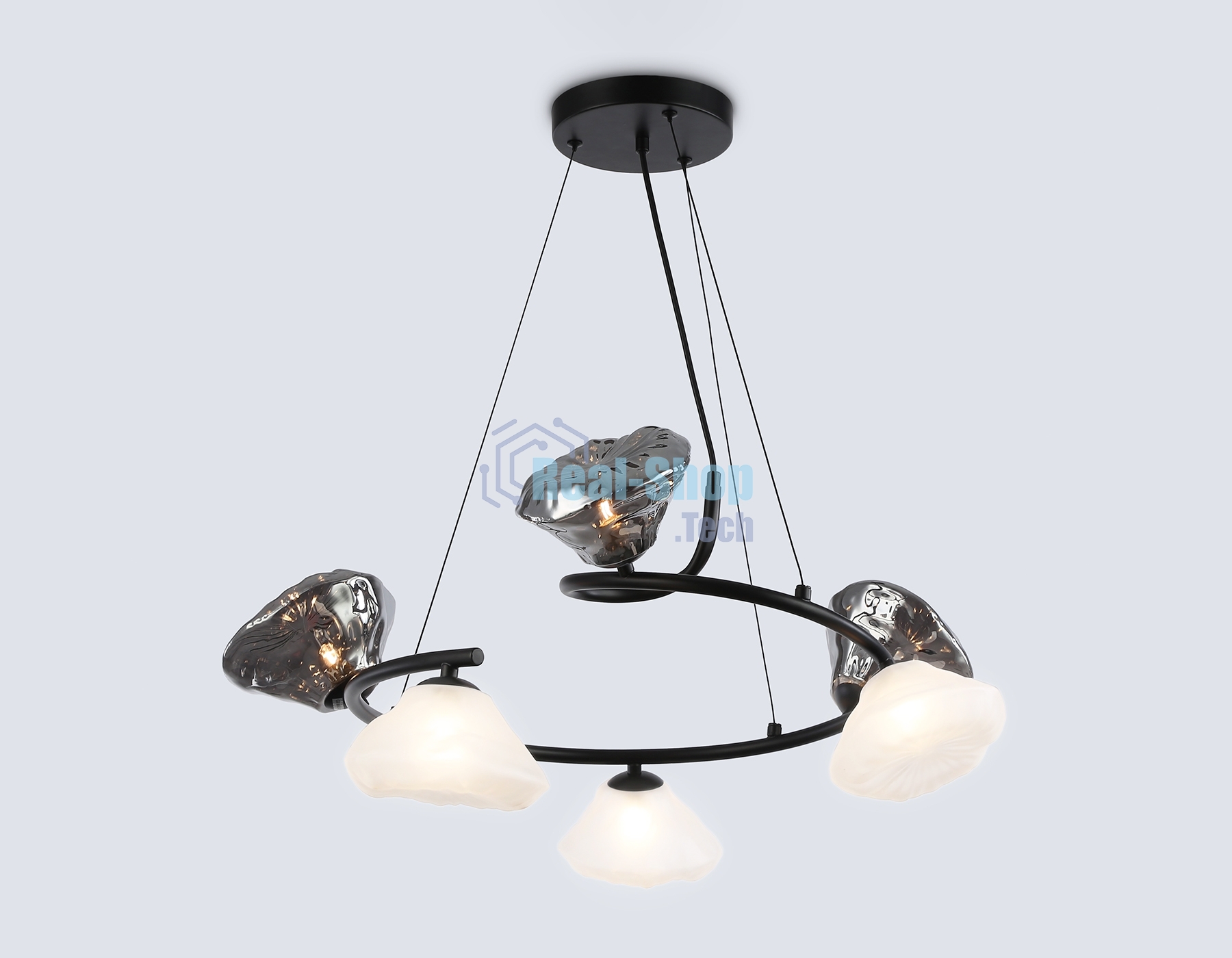 Светильник Ambrella light LH15003/6 BK/FR/SM черный/белый матовый/дымчатый G9*6 max 40W D630*1150