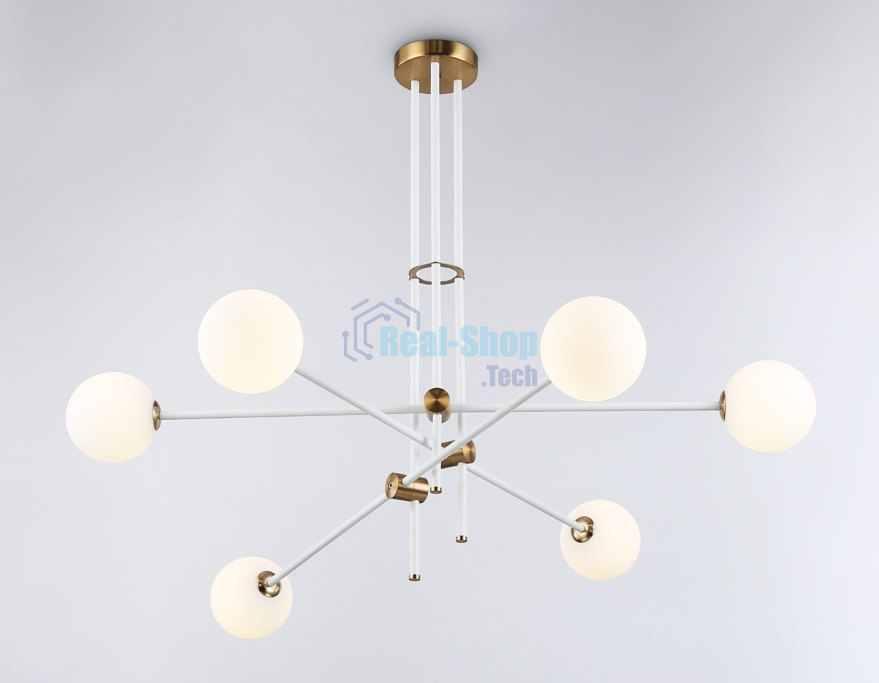 Светитльник Ambrella Light TR2521/6 WH/BS белый/латунь G9/6 max 10W D970*750