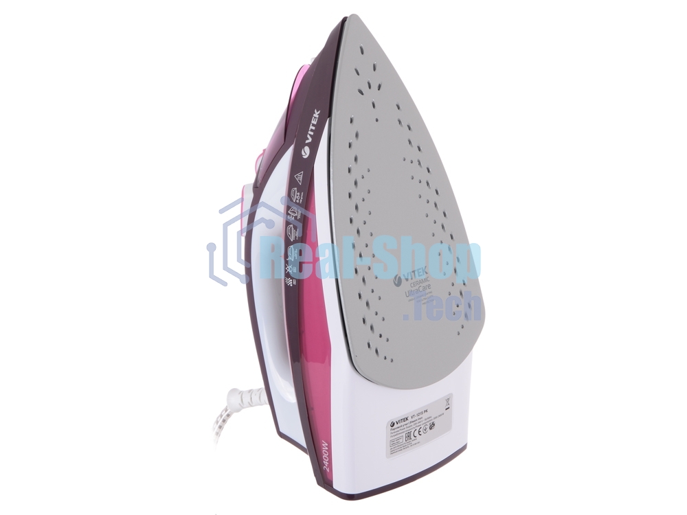 Утюг Vitek VT-1215 (PK) максимальная 2400 Вт.Подошва Ceramic Ultra Care.