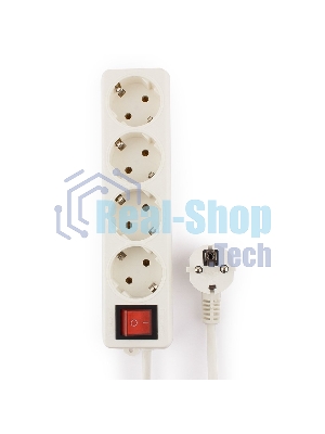 Сетевой фильтр Гарнизон ELB-G4-W-5, 4 евророзетки с выключателем и заземлением, допустимый ток 16А, длина 5 м.