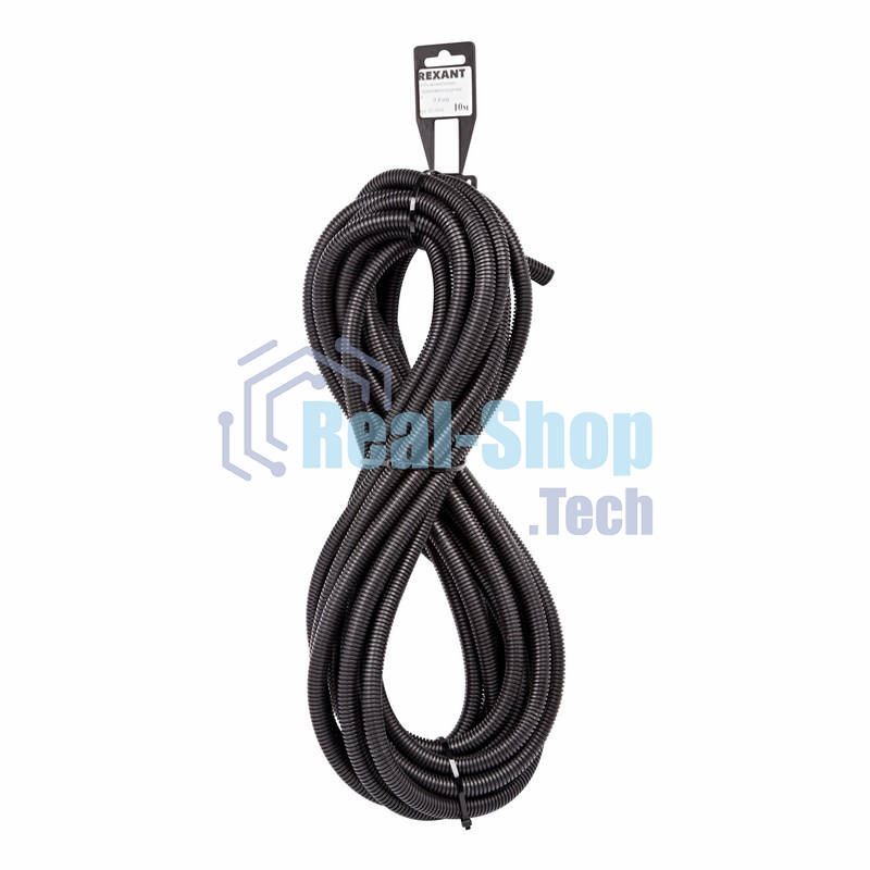 Трубa автомобильная гофрированная ПП Rexant Ø9,8 мм, разрезная, бухта 10 м/уп.