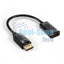 Кабель-переходник DisplayPort-HDMI ExeGate EX-DPM-HDMIF-0.2 (20M/19F, DP1.2 4K@60Hz, 0,2м)
