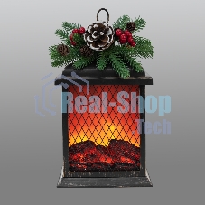 Светодиодный камин Рождество с эффектом живого огня 15х14х26см, батарейки 2хС (не в комплекте) и USB, бронзовый Neon-night