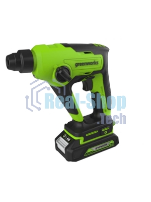 Перфоратор аккумуляторный бесщеточный GreenWorks GD24SDS1K2, 1,2 ДЖ, 24V, c АКБ 2А·ч и ЗУ, в сумке (3803107UA)