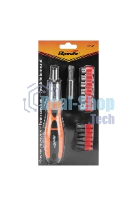 Отвертка реверсивная, биты, головки торцевые, 14шт., Sparta