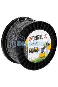 Леска для триммера Denzel двухкомпонентная, зубчатый квадрат, 2,4 мм х 172 м, на DIN кат. EXTRA CORD