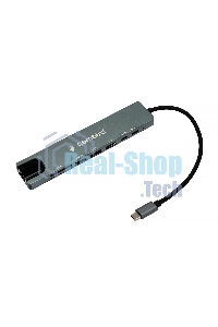 USB-концентратор Type-C Gembird UHB-D3, 8в1: USB2.0, USB3.1, Type-C PD87W, Type-C, HDMI, SD/TF, RJ45, кабель 20 см, алюминий
