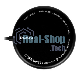 Беспроводное зарядное устройство OLMIO MagCharge, QI, 15W, черное
