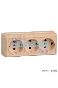 Розетка 3-м ОП Октава 16А РС23-3-ОС с заземл. сосна ИЭК ERO31-K03-16-DC