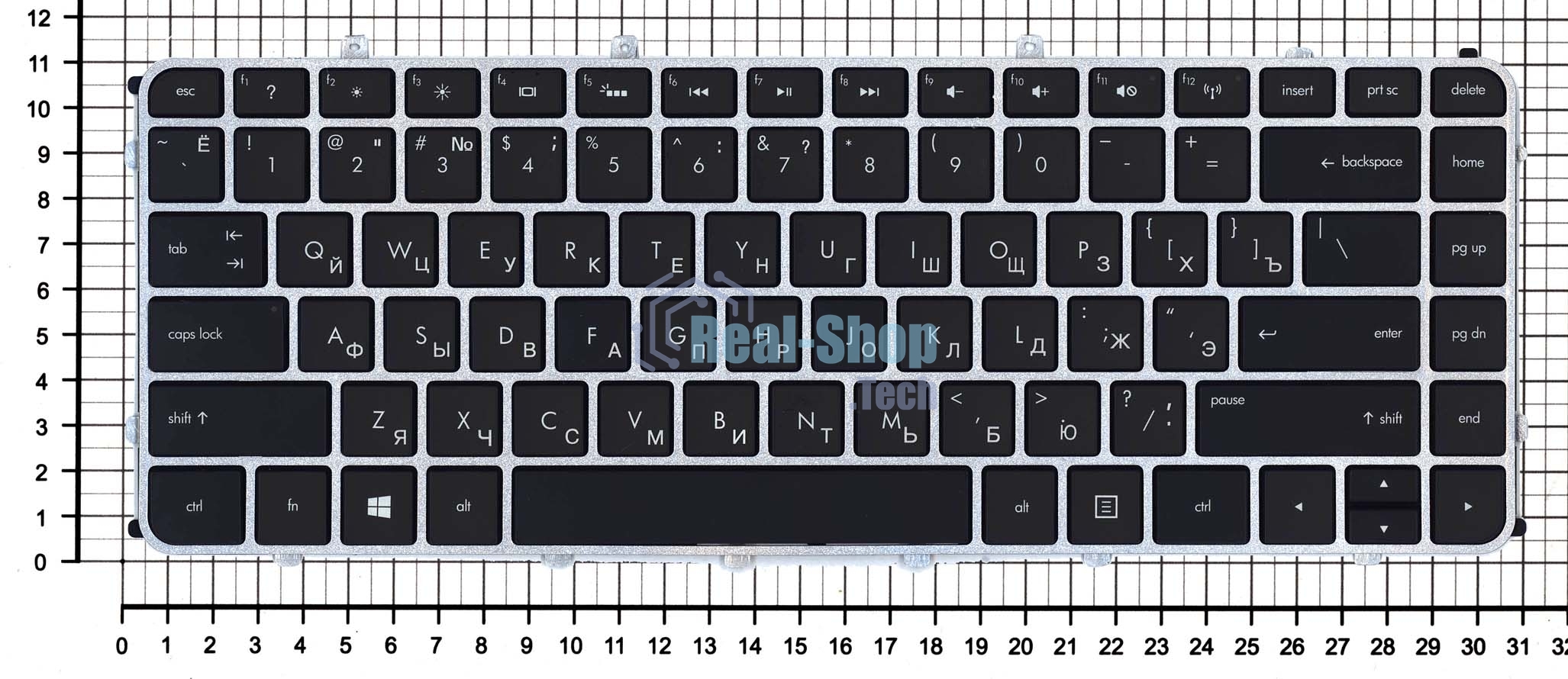 Клавиатура для ноутбука HP Envy 4-1000 Envy 6-1000 черная с серебристой рамкой