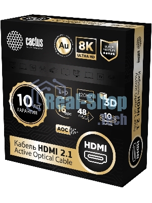 Кабель аудио-видео Cactus CS-HDMI-AOC-2.1-10 HDMI (m)/HDMI (m) 10м. позолоч.конт. черный