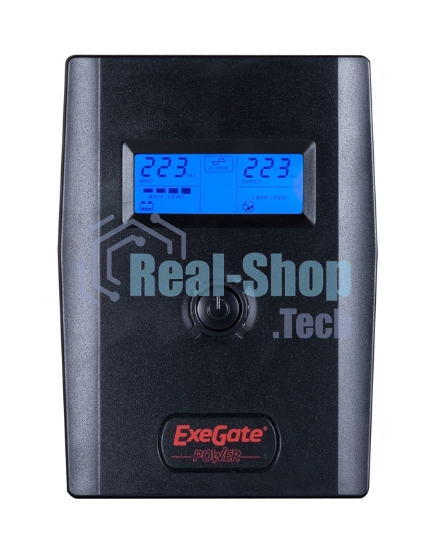 Источник бесперебойного питания ExeGate Power Smart ULB-800 LCD 800VA, черный, 2 евророзетки, USB