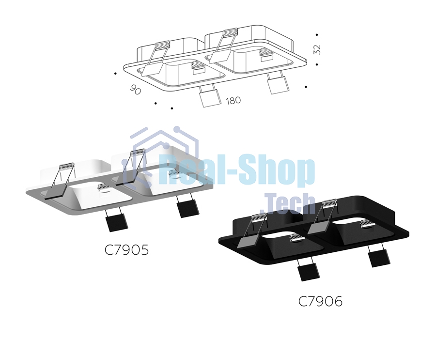 Корпус светильника C7905 SWH белый песок 180*90*H32mm MR16 GU5.3
