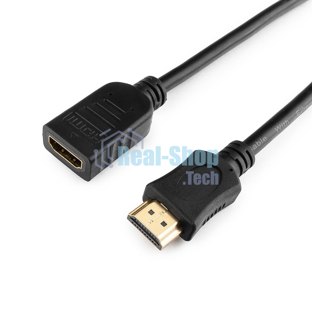 Кабель-удлинитель HDMI Cablexpert CC-HDMI4X-6, 19M/19F, v2.0, позол.разъемы, экран, 1.8м, черный, пакет