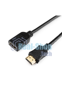 Кабель-удлинитель HDMI Cablexpert CC-HDMI4X-6, 19M/19F, v2.0, позол.разъемы, экран, 1.8м, черный, пакет