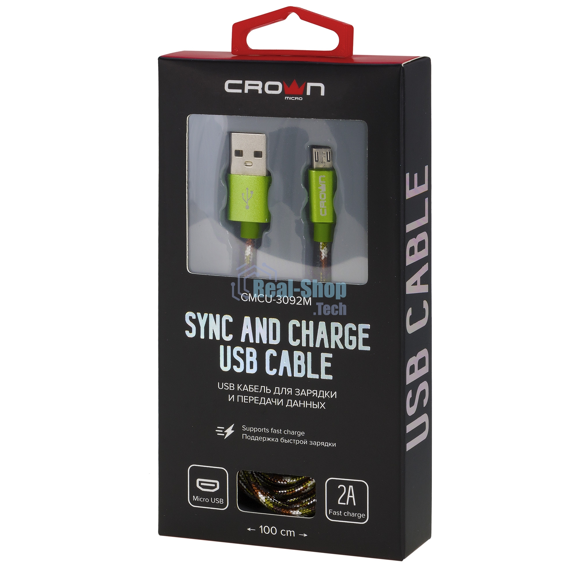 Кабель Crown USB - microUSB CMCU-3092M military