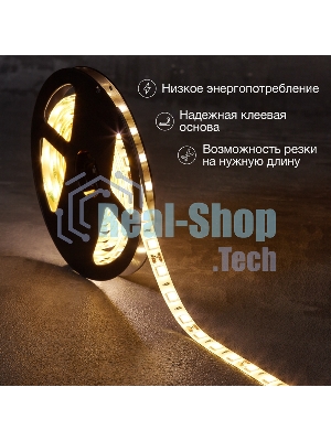Лента светодиодная 3 м 12 В 5050 2700 К IP65 60 LED/м для БП с клеммами LAMPER