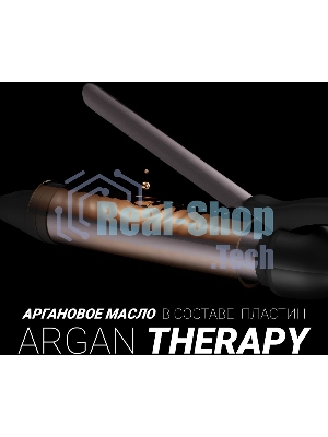Щипцы для завивки волос Polaris PHS 3410TAi Argan Therapy PRO черный, 34 мм, 220 °C, 6 режимов